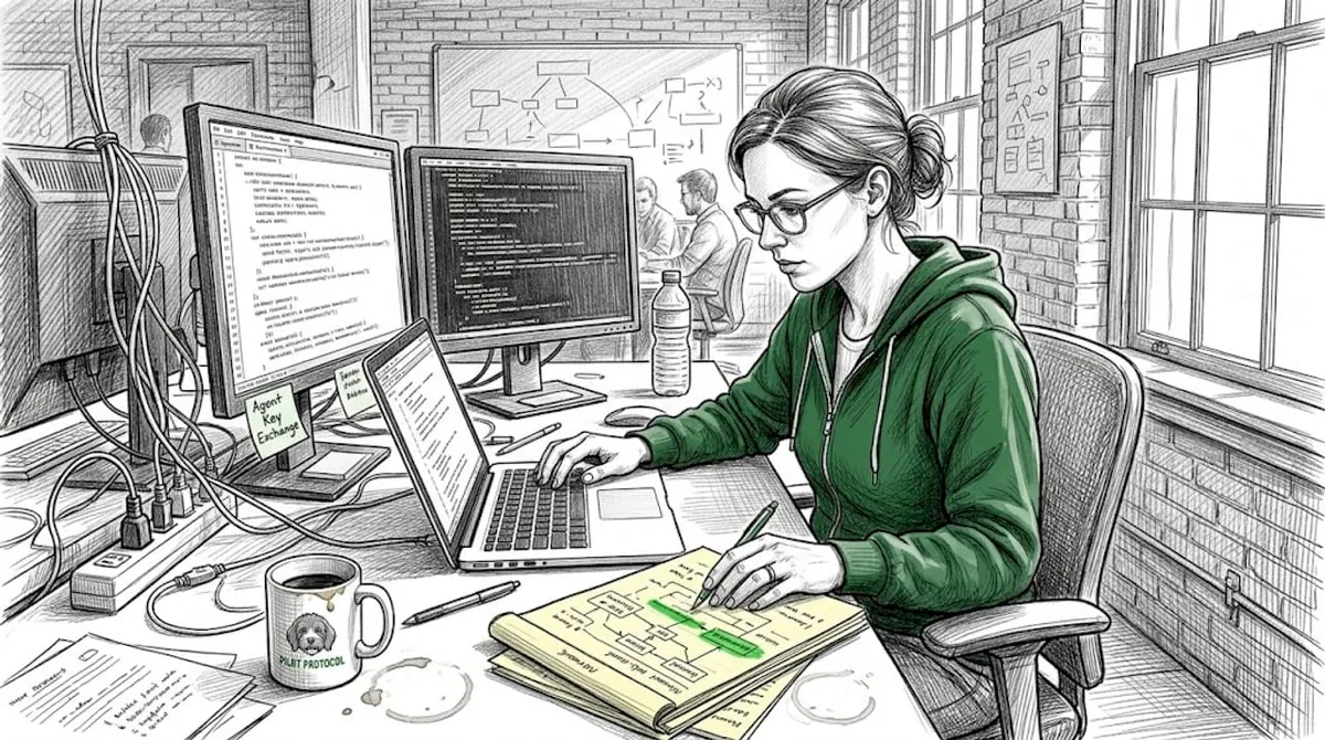 Engineer working with decentralized AI encryption